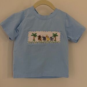 Light Blue Kids' T-Shirt and Shorts with Safari Embroidery